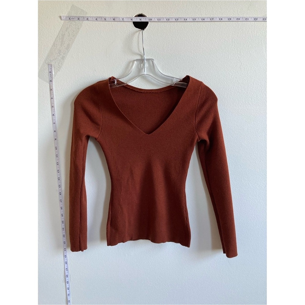 Lovebonito 2 Smart 70s Sleuth Bridgerton Romance terracotta compression knit top - Picture 5 of 5